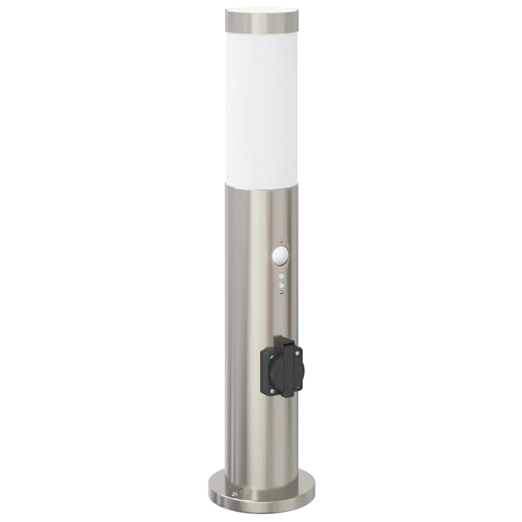 Lampada a paletto con sensore e presa 50 cm Acciaio Inox IP44 | homemem39