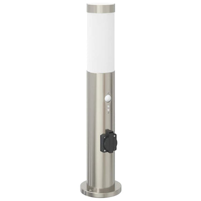 Lampada a paletto con sensore e presa 50 cm Acciaio Inox IP44 | homemem39
