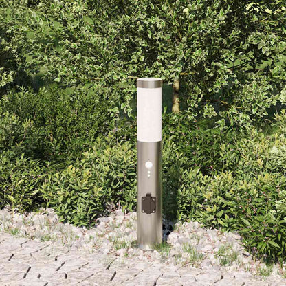 Lampada a paletto con sensore e presa 50 cm Acciaio Inox IP44 | homemem39