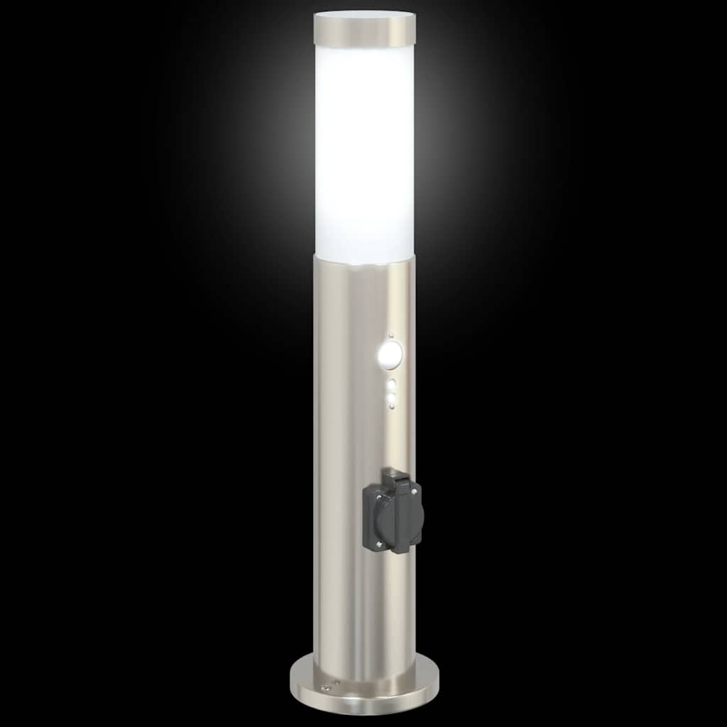 Lampioni a dissuasore con sensore e presa 3 pz 50 cm Acciaio Inox IP44 | homemem39
