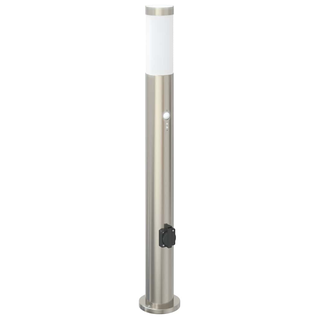 Lampada a paletto con sensore e presa 80 cm Acciaio Inox IP44 | homemem39