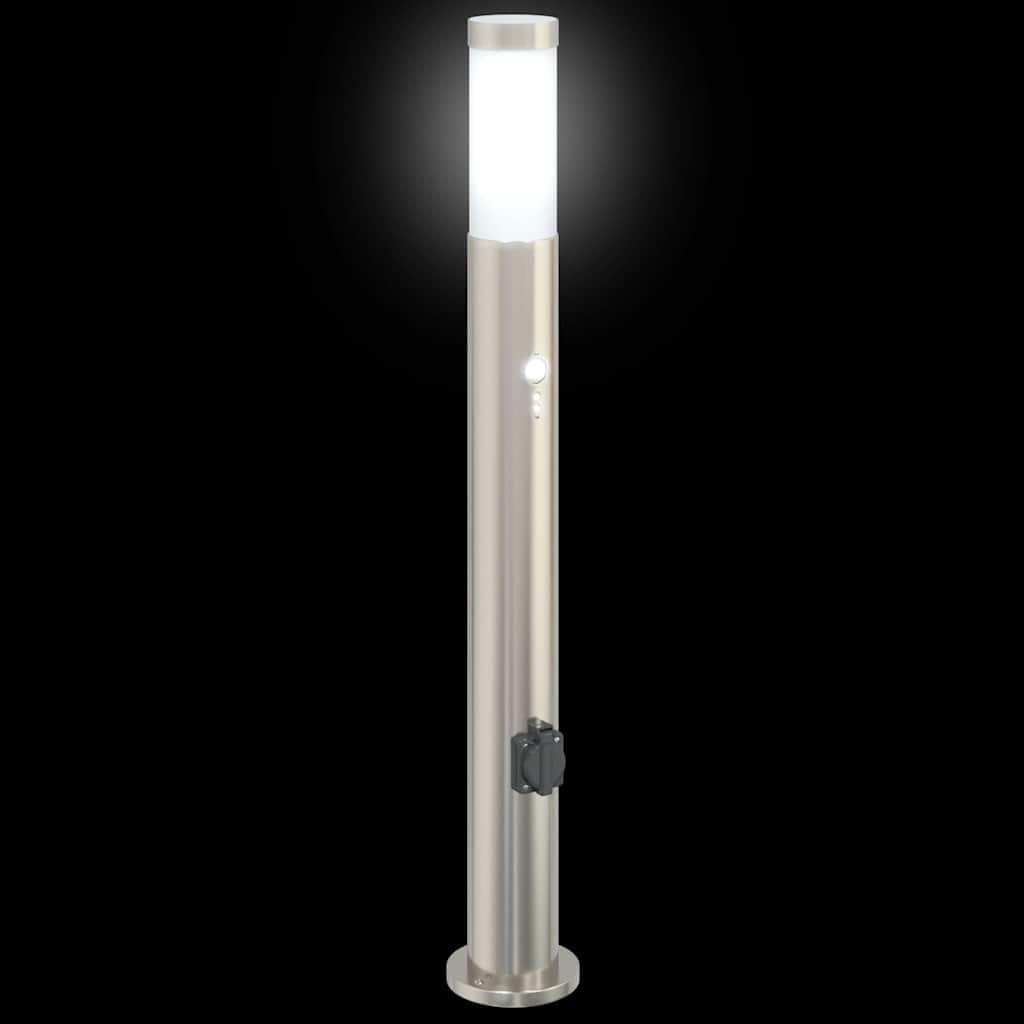 Lampada a paletto con sensore e presa 80 cm Acciaio Inox IP44 | homemem39