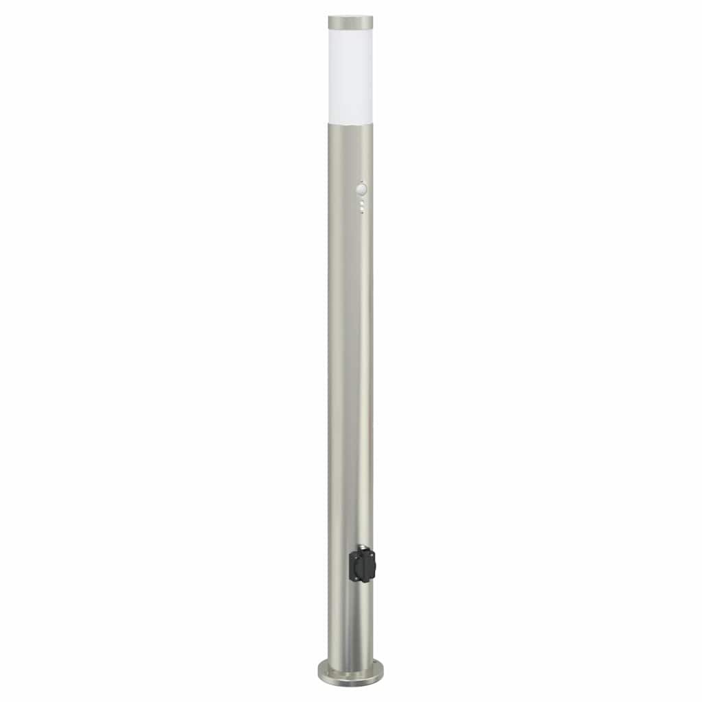Lampada a paletto con sensore e presa 110 cm Acciaio Inox IP44 | homemem39