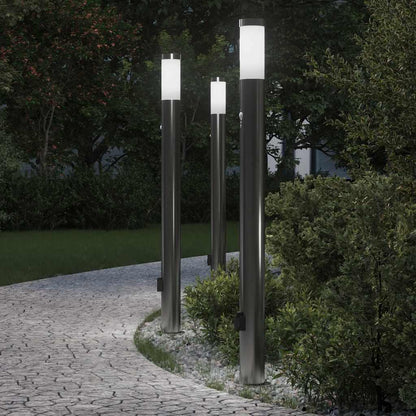 Lampioni a dissuasore con sensore e presa 3 pz 110 cm Acciaio Inox IP44 | homemem39