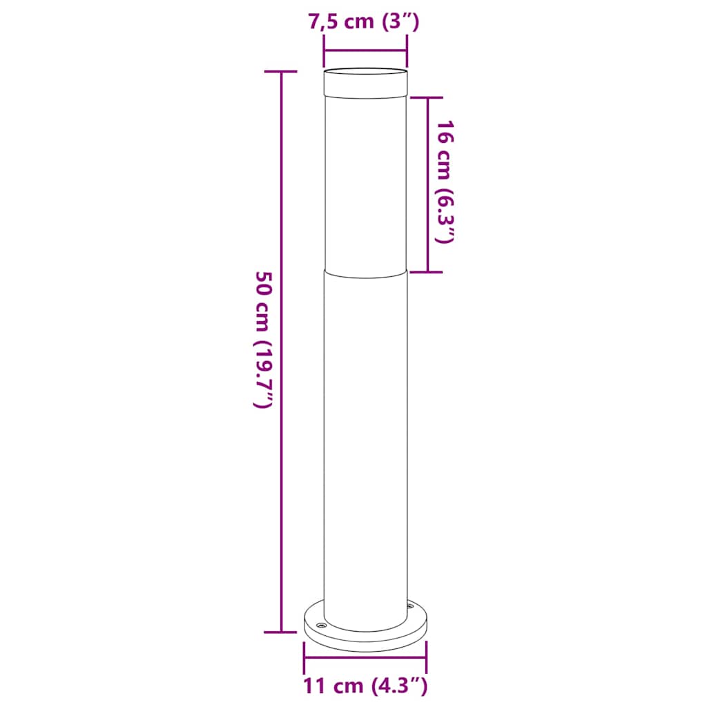 Lampada a paletto 50 cm in Acciaio Inox IP44 | homemem39