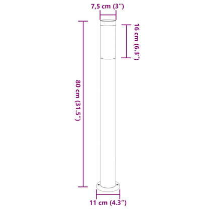 Lampada a paletto 80 cm in Acciaio Inox IP44