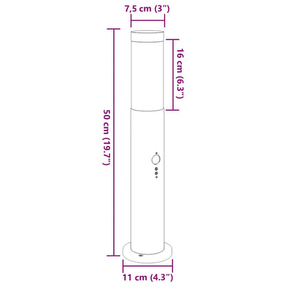 Lampioni a paletto con sensore 3 pz 50 cm Acciaio Inox IP44 | homemem39