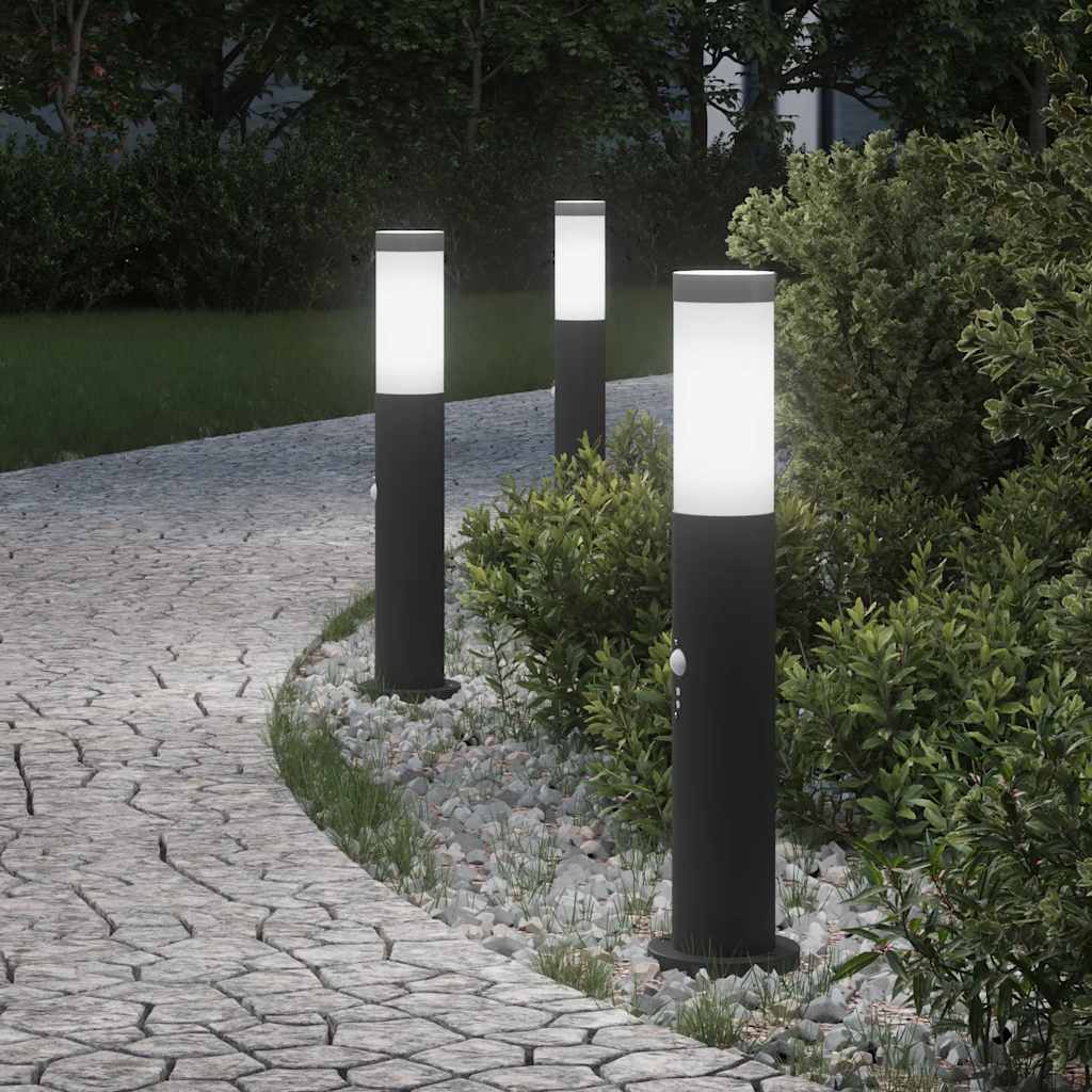 Lampioni a paletto con sensore 3 pz 50 cm Acciaio Inox IP44 | homemem39