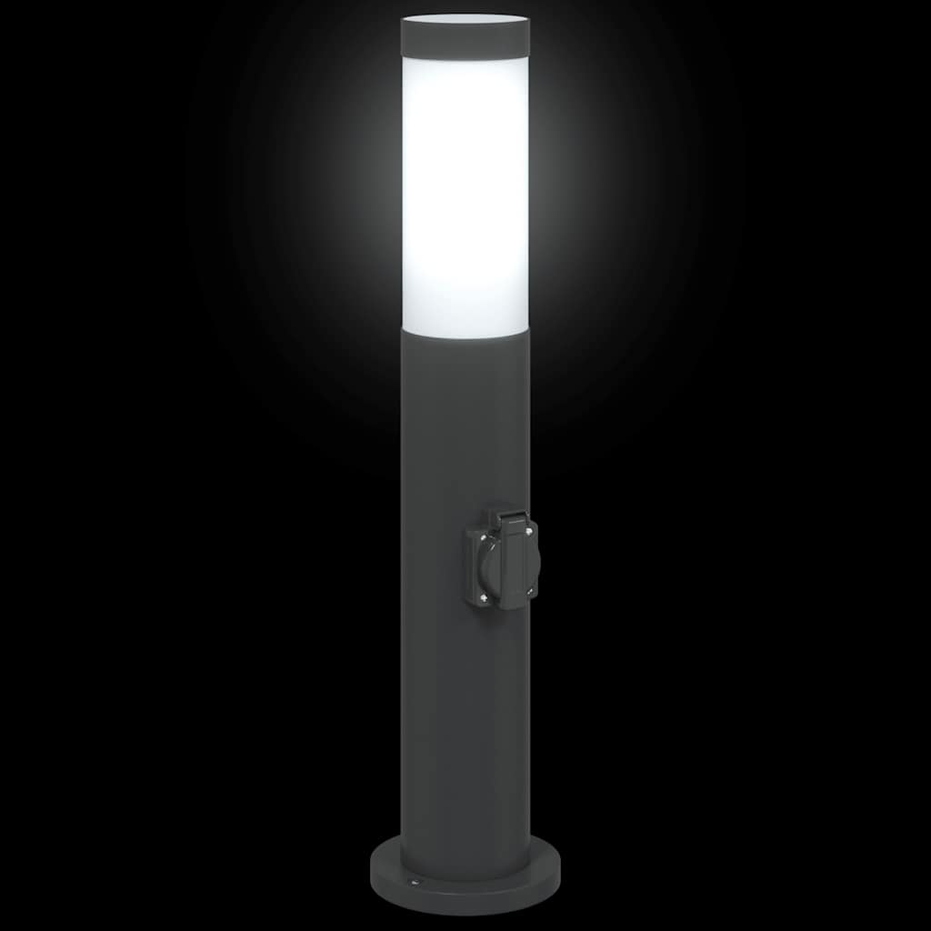 Lampada a paletto con presa elettrica 50 cm Acciaio Inox IP44 | homemem39
