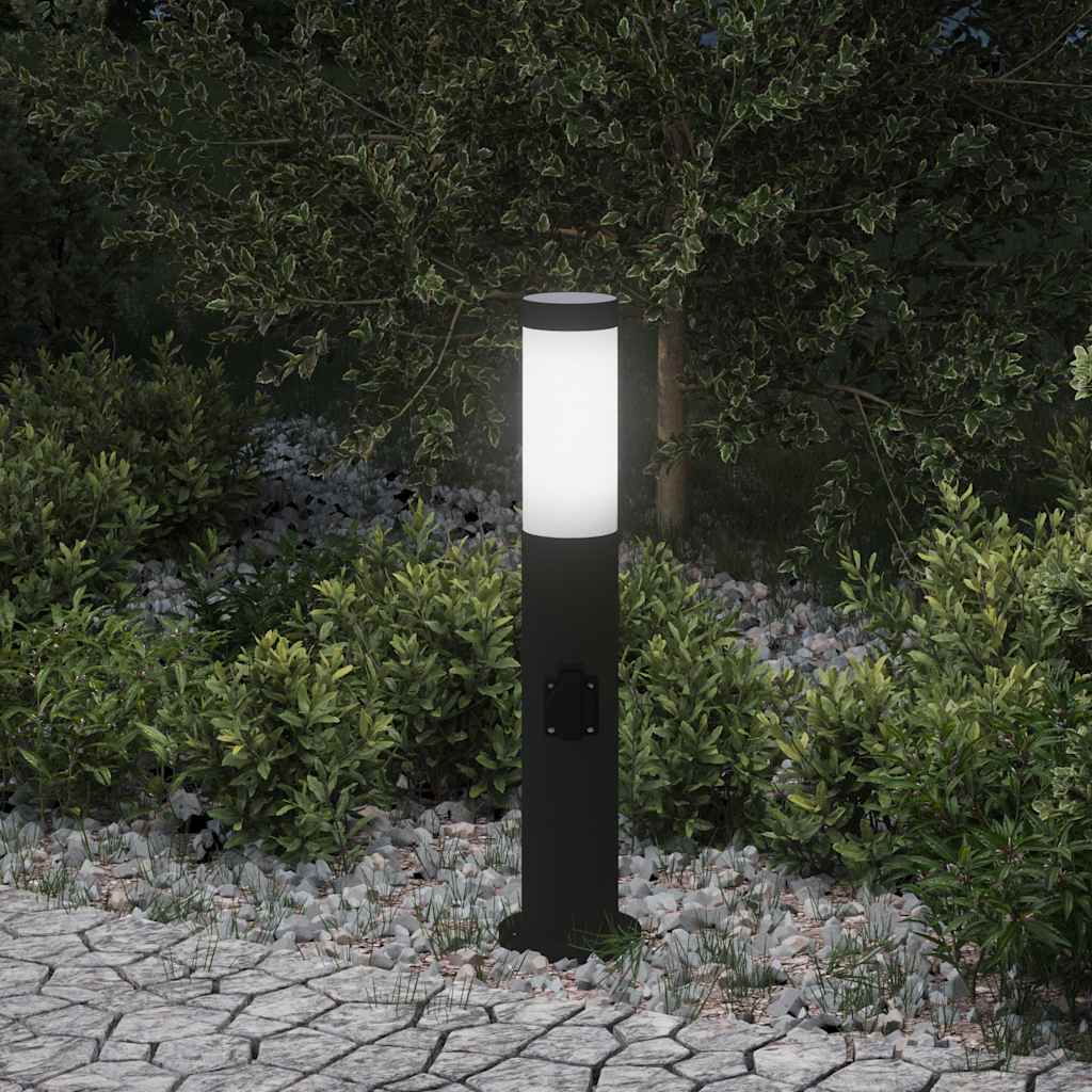 Lampada a paletto con presa elettrica 50 cm Acciaio Inox IP44 | homemem39