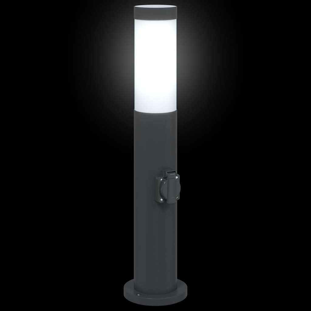 Lampioni a palo con presa elettrica 3 pz 50 cm Acciaio Inox IP44 | homemem39
