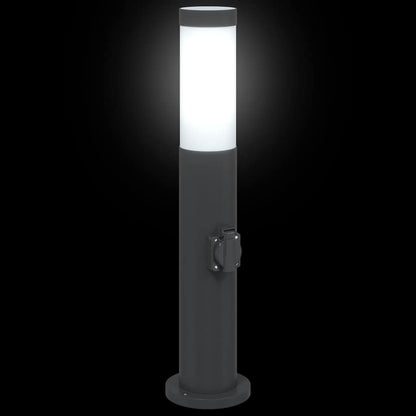 Lampioni a palo con presa elettrica 3 pz 50 cm Acciaio Inox IP44 | homemem39