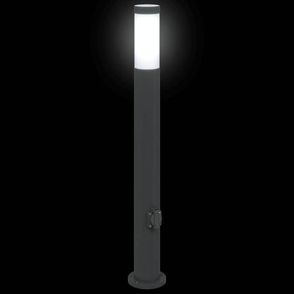 Lampada a paletto con presa elettrica 80 cm Acciaio Inox IP44 | homemem39