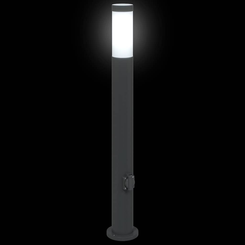 Lampada a paletto con presa elettrica 80 cm Acciaio Inox IP44