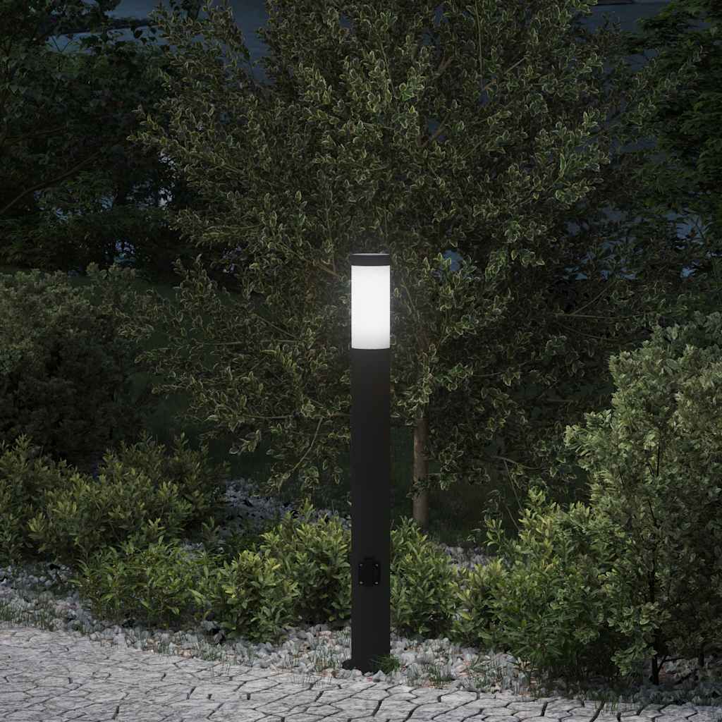 Lampada a paletto con presa elettrica 80 cm Acciaio Inox IP44 | homemem39
