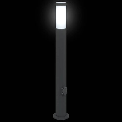 Lampioni a palo con presa elettrica 3 pz 80 cm Acciaio Inox IP44 | homemem39