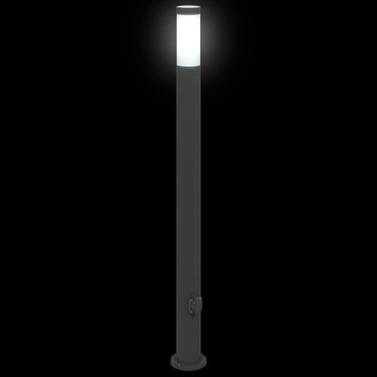 Lampada a paletto con presa elettrica 110 cm Acciaio Inox IP44