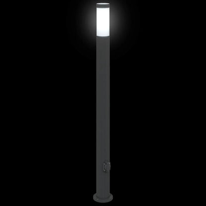 Lampioni a colonnina con presa elettrica 3 pz 110 cm Acciaio Inox IP44 | homemem39