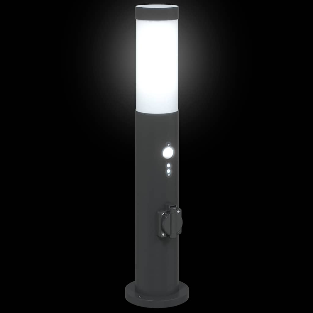 Lampioni a dissuasore con sensore e presa 3 pz 50 cm Acciaio Inox IP44 | homemem39