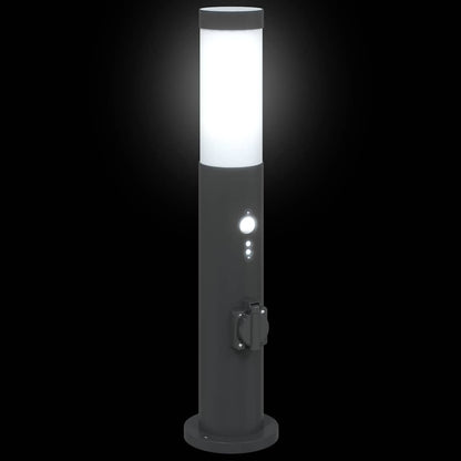 Lampioni a dissuasore con sensore e presa 3 pz 50 cm Acciaio Inox IP44 | homemem39