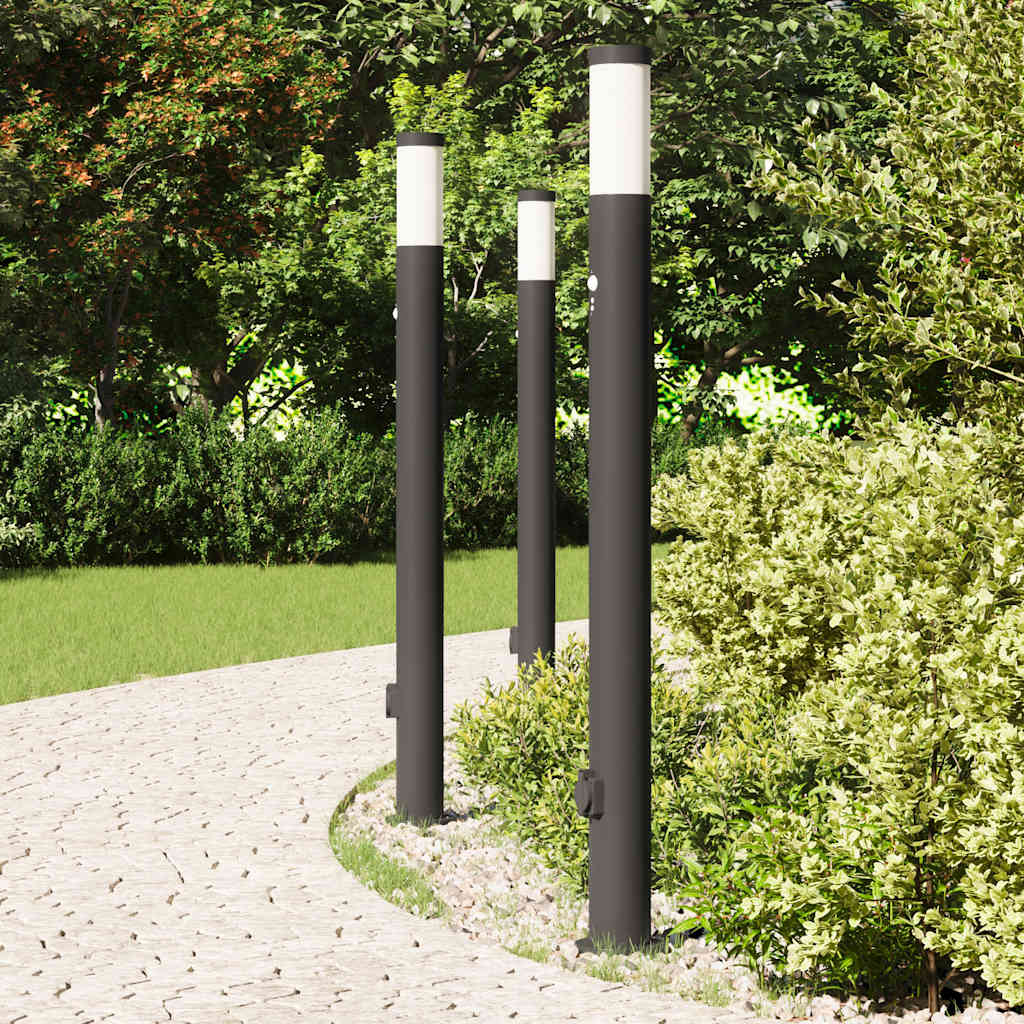 Lampioni a dissuasore con sensore e presa 3 pz 110 cm Acciaio Inox IP44 | homemem39