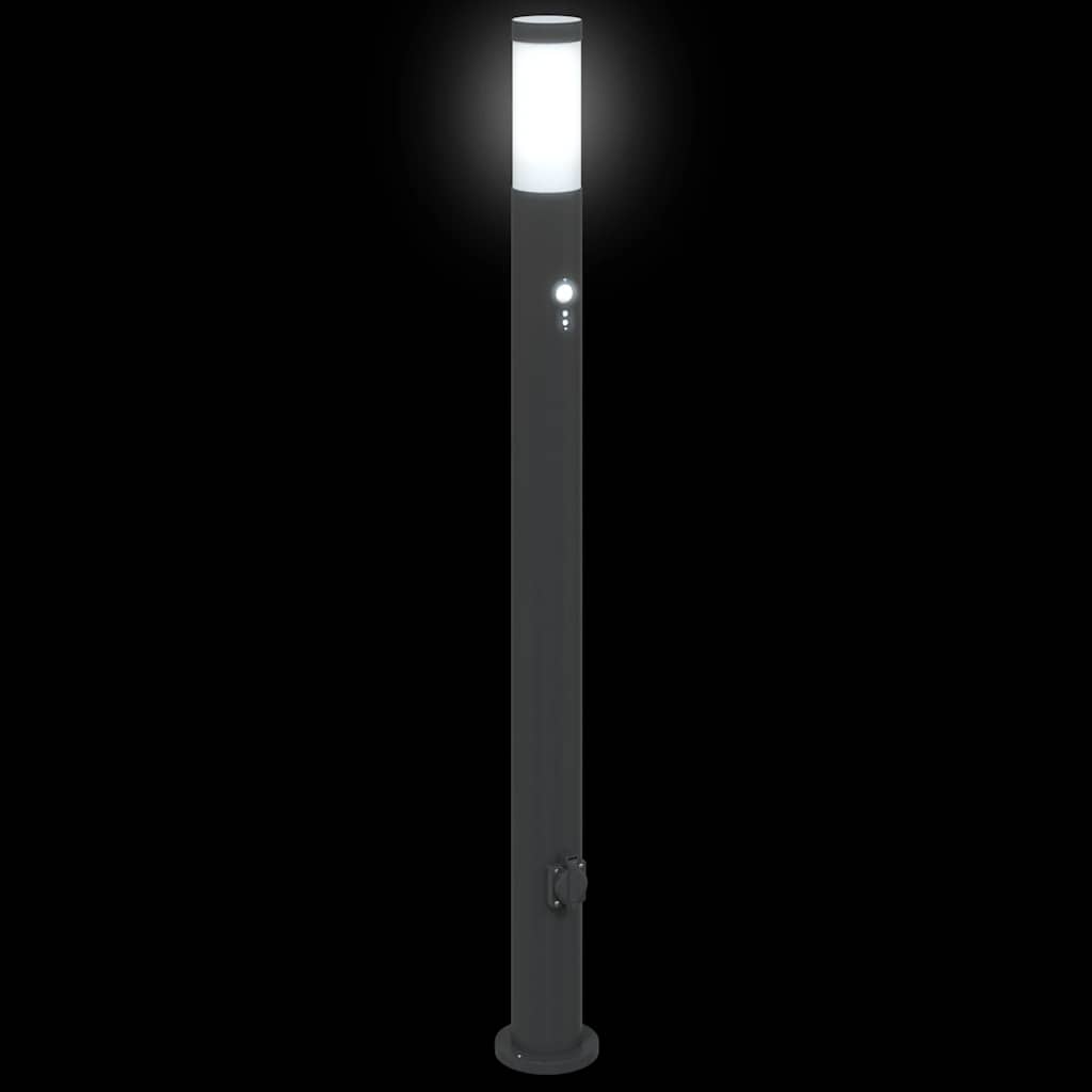 Lampioni a dissuasore con sensore e presa 3 pz 110 cm Acciaio Inox IP44 | homemem39
