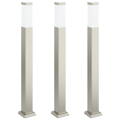 Lampioni a palo 3 pz 80 cm Acciaio Inox IP44