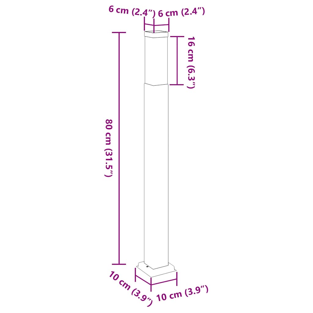 Lampioni a palo 3 pz 80 cm Acciaio Inox IP44 | homemem39