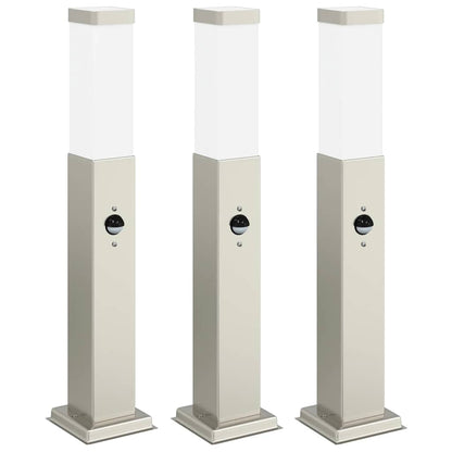 Lampioni a paletto con sensore 3 pz 50 cm Acciaio Inox IP44