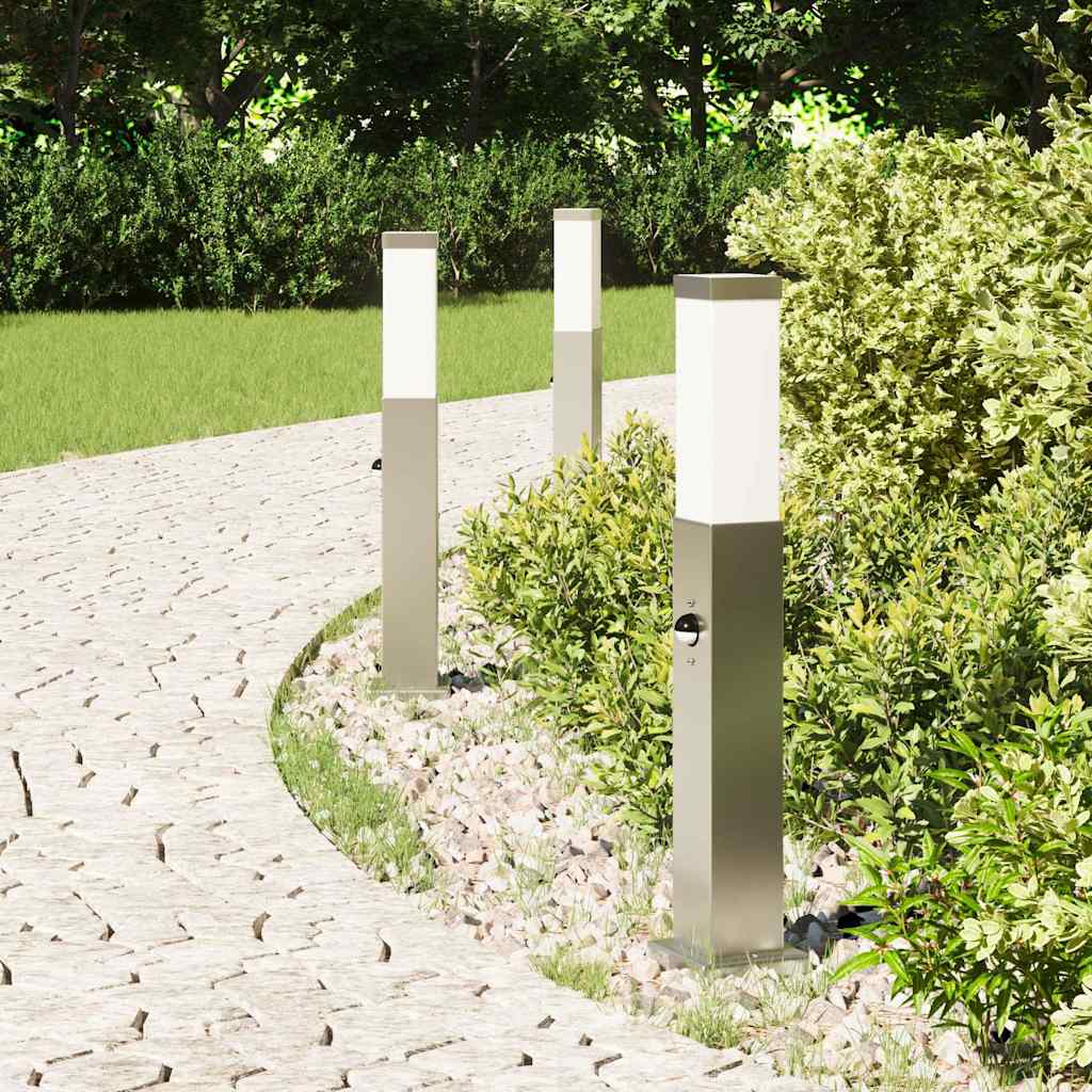 Lampioni a paletto con sensore 3 pz 50 cm Acciaio Inox IP44