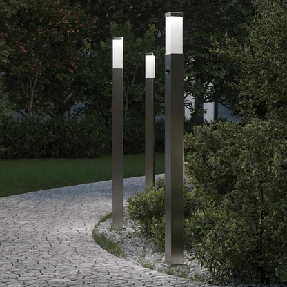 Lampioni a paletto con sensore 3 pz 110 cm Acciaio Inox IP44 | homemem39