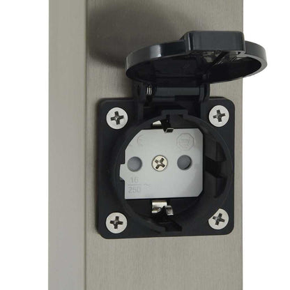 Lampada a paletto con presa elettrica 50 cm Acciaio Inox IP44 | homemem39