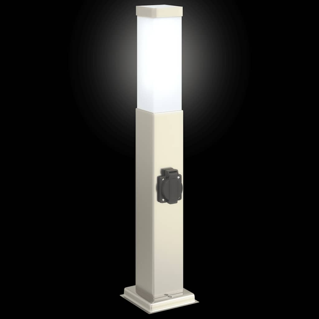 Lampioni a palo con presa elettrica 3 pz 50 cm Acciaio Inox IP44 | homemem39