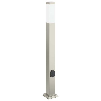 Lampada a paletto con presa elettrica 80 cm Acciaio Inox IP44 | homemem39