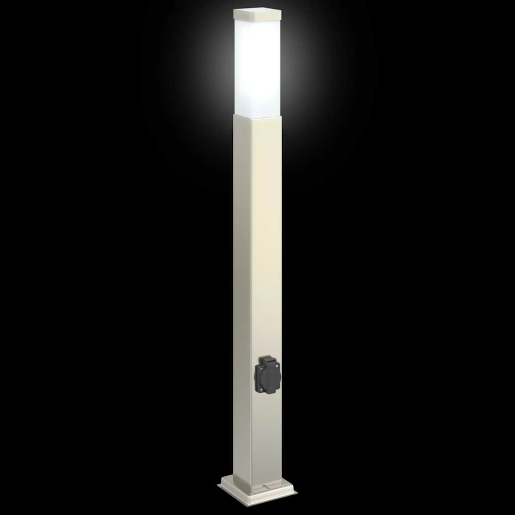 Lampioni a colonnina con presa elettrica 3 pz 80 cm Acciaio Inox IP44 | homemem39
