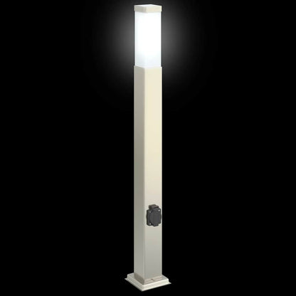 Lampioni a colonnina con presa elettrica 3 pz 80 cm Acciaio Inox IP44 | homemem39