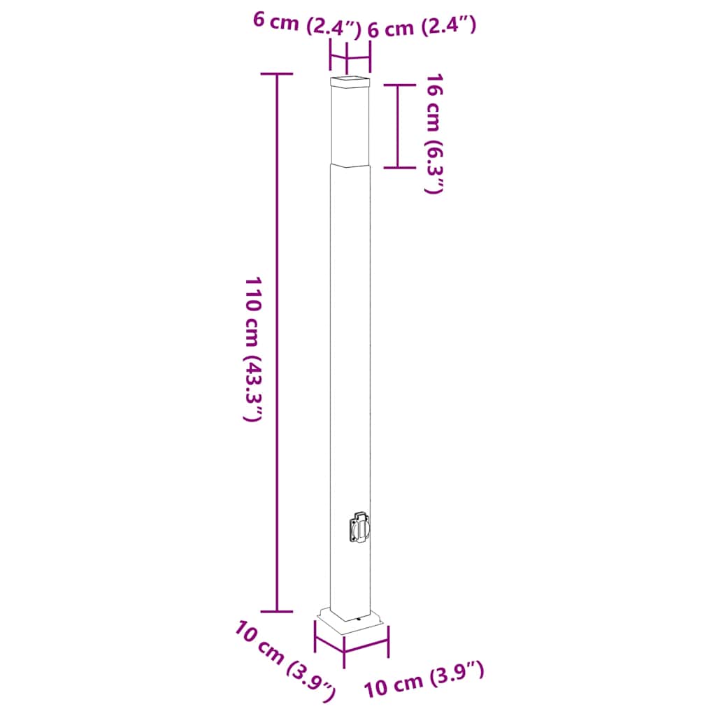 Lampioni a colonnina con presa elettrica 3 pz 110 cm Acciaio Inox IP44 | homemem39