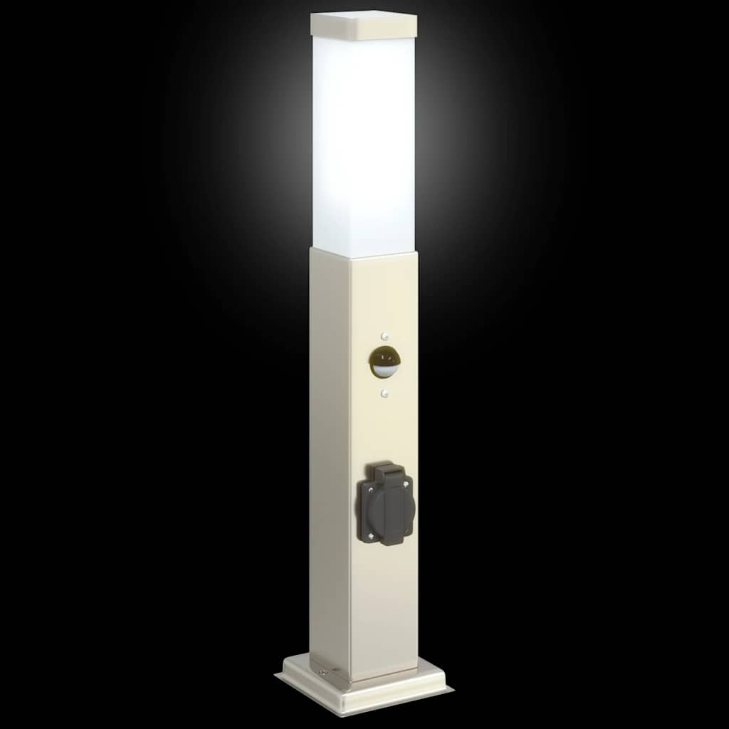 Lampioni a dissuasore con sensore e presa 3 pz 50 cm Acciaio Inox IP44 | homemem39