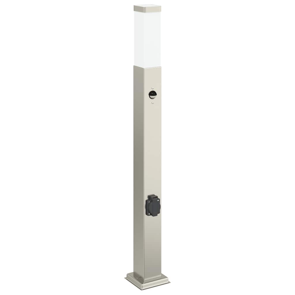 Lampada a paletto con sensore e presa 80 cm Acciaio Inox IP44 | homemem39