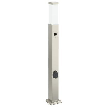 Lampada a paletto con sensore e presa 80 cm Acciaio Inox IP44 | homemem39
