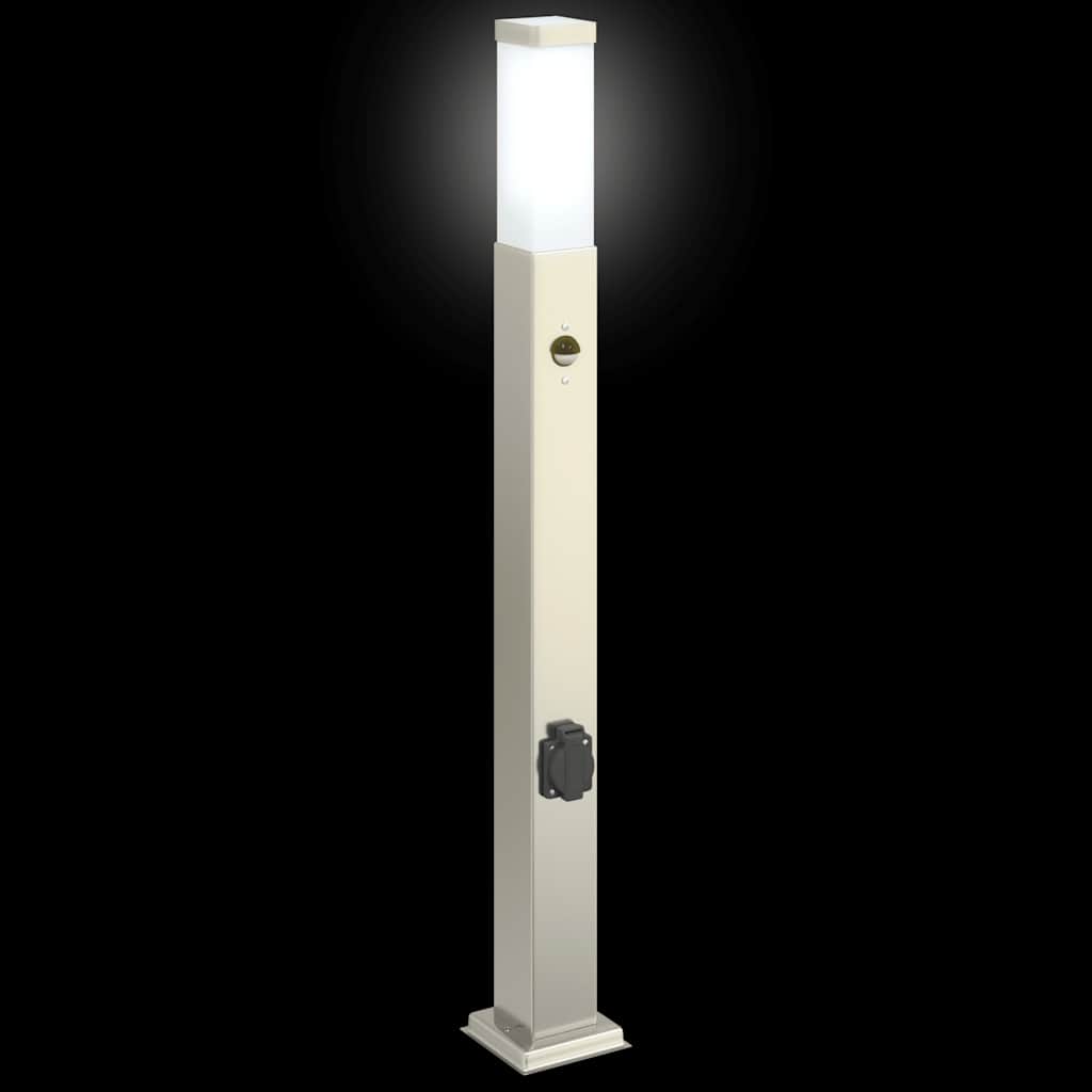 Lampada a paletto con sensore e presa 80 cm Acciaio Inox IP44 | homemem39