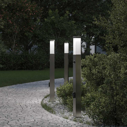 Lampioni a dissuasore con sensore e presa 3 pz 80 cm Acciaio Inox IP44 | homemem39