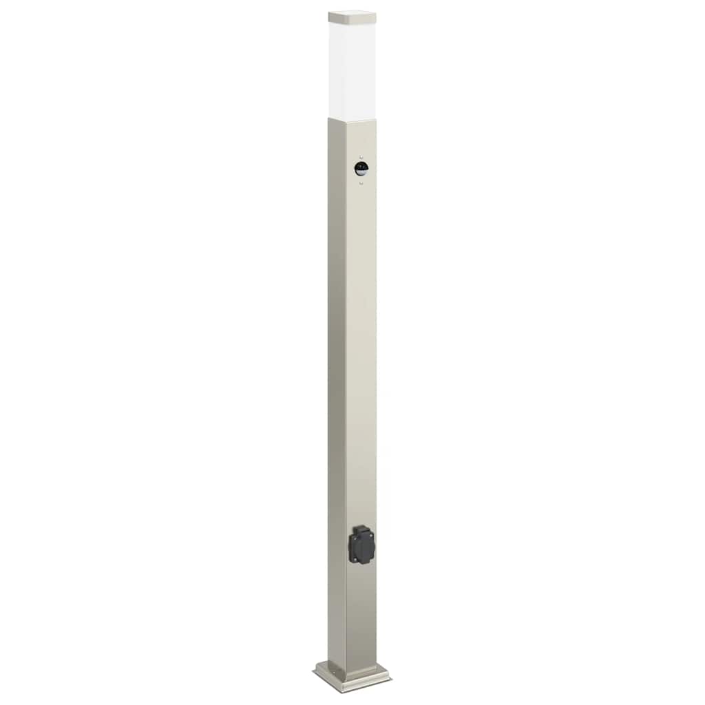 Lampada a paletto con sensore e presa 110 cm Acciaio Inox IP44 | homemem39