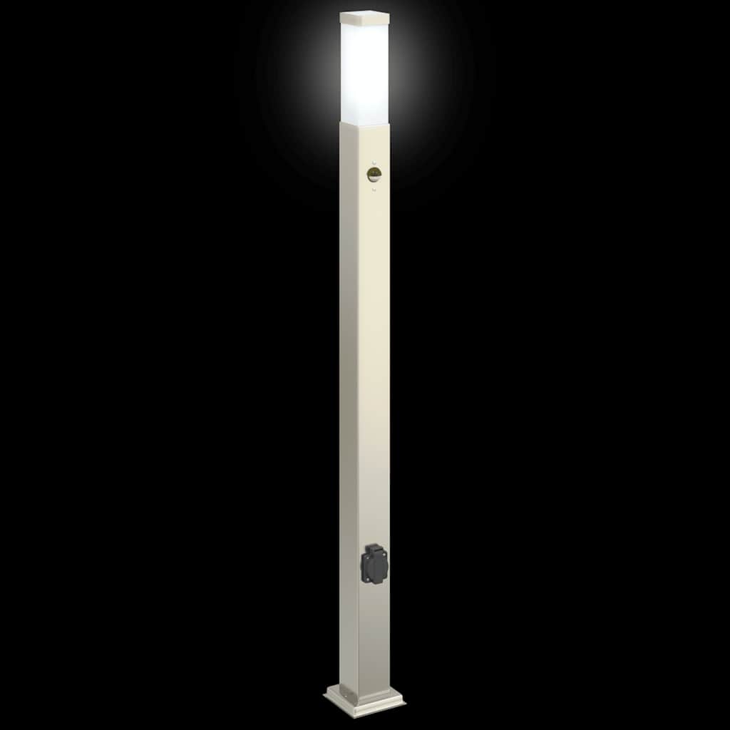 Lampada a paletto con sensore e presa 110 cm Acciaio Inox IP44 | homemem39