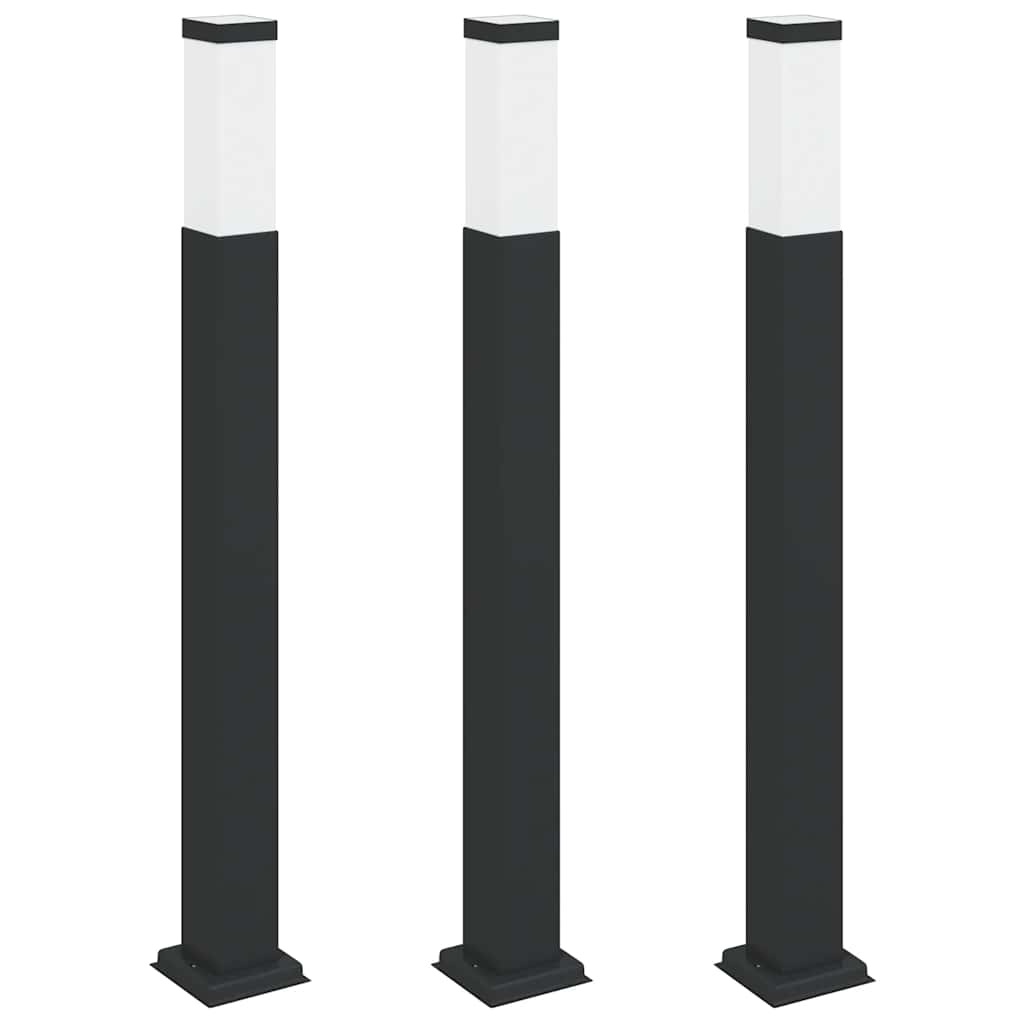 Lampioni a palo 3 pz 80 cm Nero IP44 | homemem39