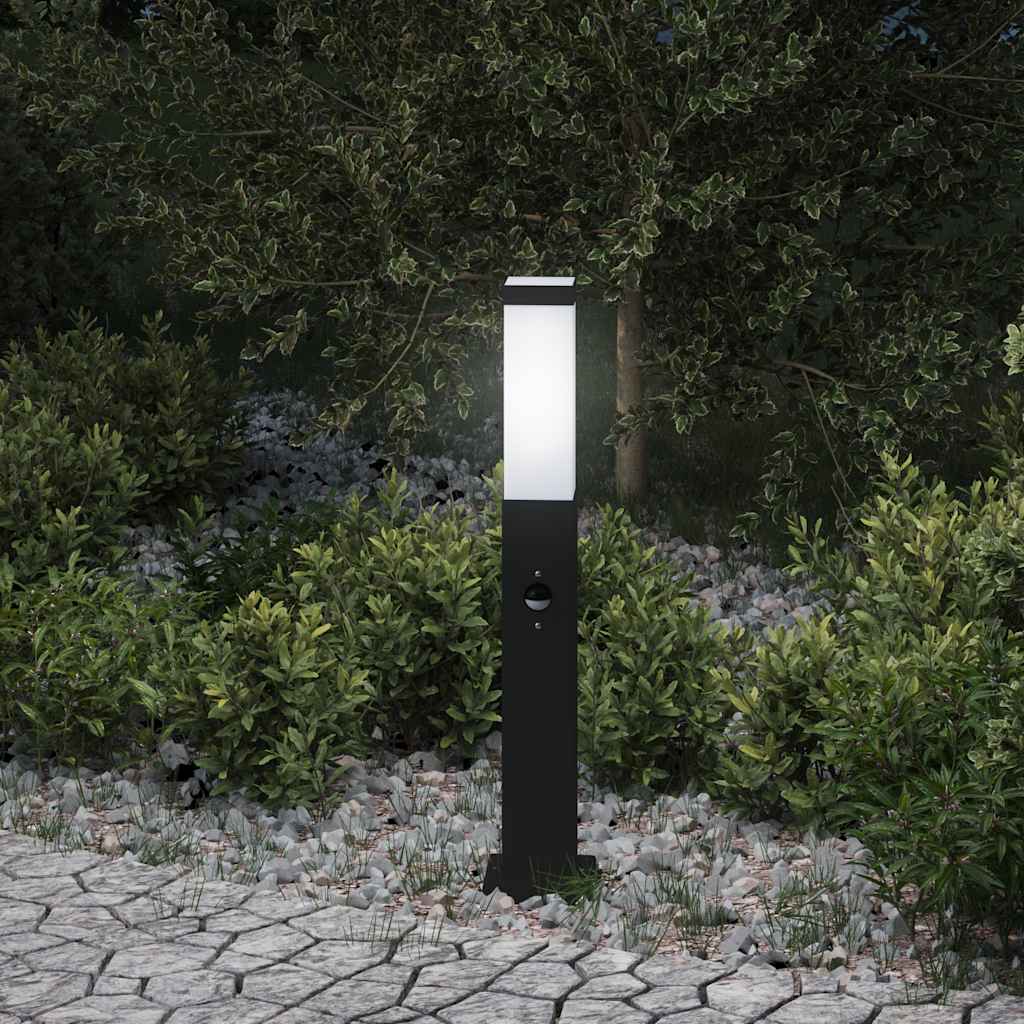Lampada a paletto con sensore 50 cm Nera IP44 | homemem39