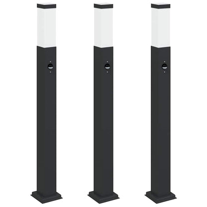 Lampioni a paletto con sensore 3 pz 80 cm neri IP44 | homemem39