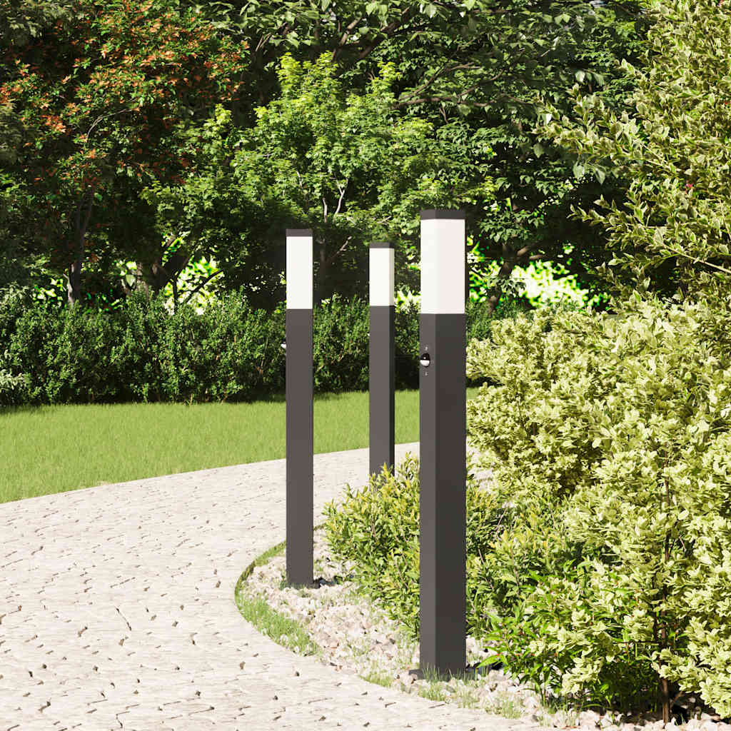 Lampioni a paletto con sensore 3 pz 80 cm neri IP44 | homemem39