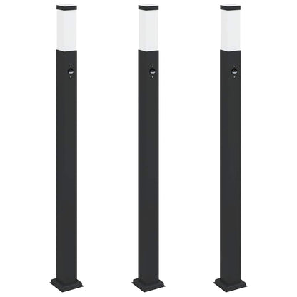 Lampioni a paletto con sensore 3 pz 110 cm neri IP44 | homemem39