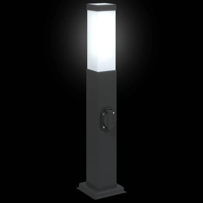 Lampada a paletto con presa elettrica 50 cm Nera IP44 | homemem39